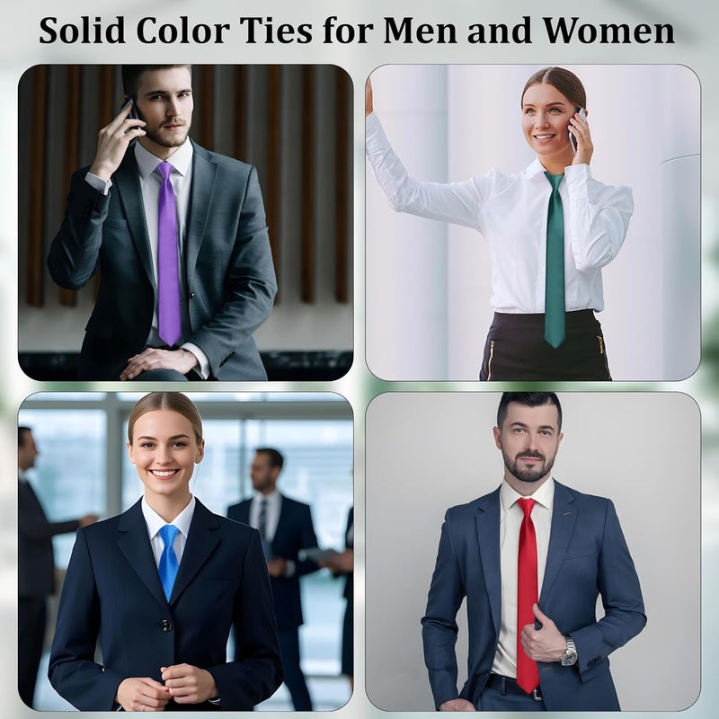 ERDOGLY Men's Pre-Tied Necktie, Adjustable Zipper Skinny Ties for Men, Solid Color Black Ties for Wedding, Graduation - Image 4